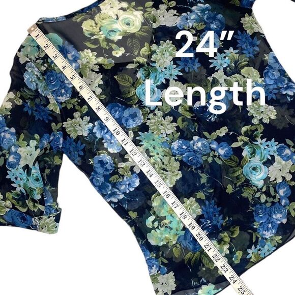 A’GACI Semi- Sheer Floral Print Blouse Sz M - Picture 10 of 10